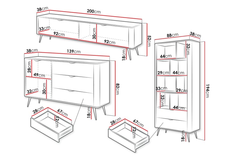 Forba Møbelsett til Stue - Beige - Møbler - Møbelsett - Møbelsett til stue