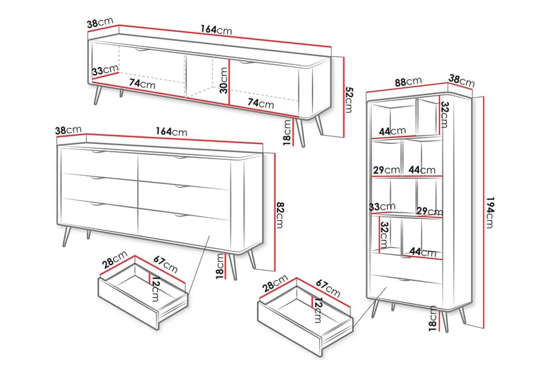 Forba Møbelsett til Stue - Beige - Møbler - Møbelsett - Møbelsett til stue