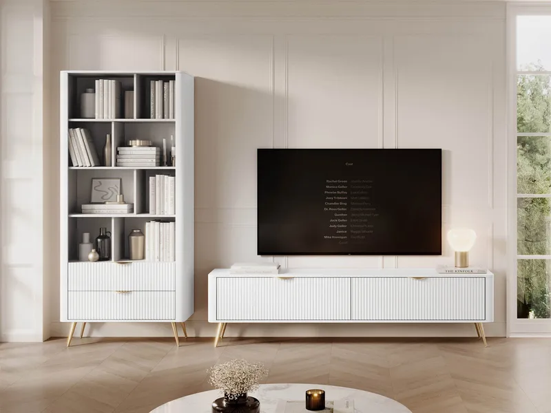 Forba møbelsett til stue - TV-benk og bokhylle - hvit - Møbler - Møbelsett - Møbelsett til stue