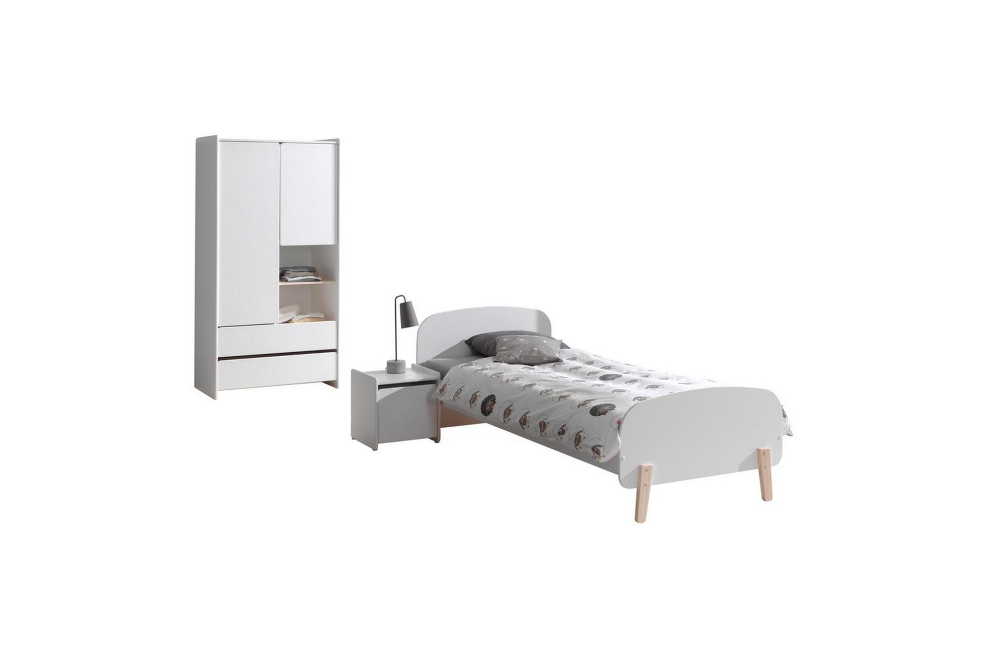 Garderobe med seng nattbord Kiddy -