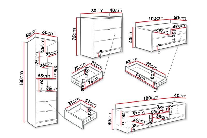 Gudelia Møbelsett Til Stue - Hvit - Møbler - Møbelsett - Møbelsett til stue