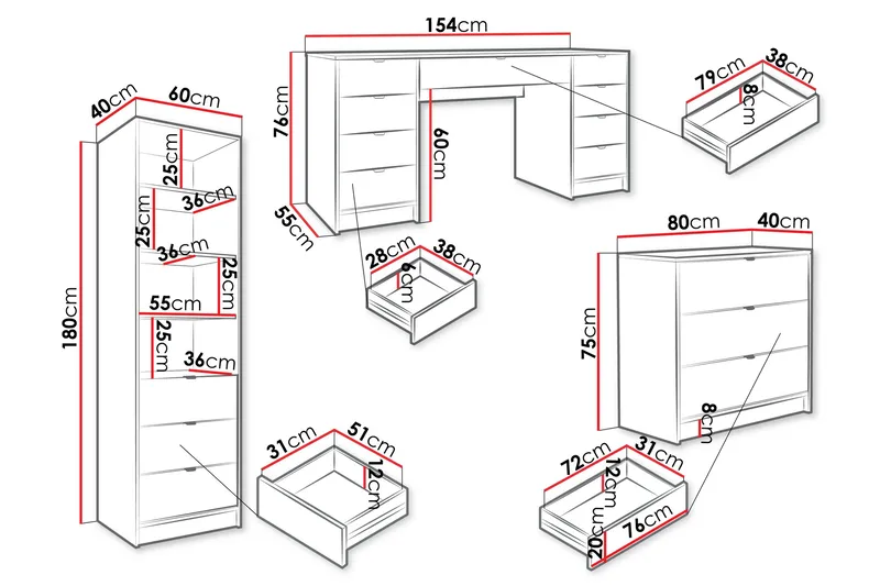 Gudelia Møbelsett Til Stue - Hvit - Møbler - Møbelsett - Møbelsett til stue