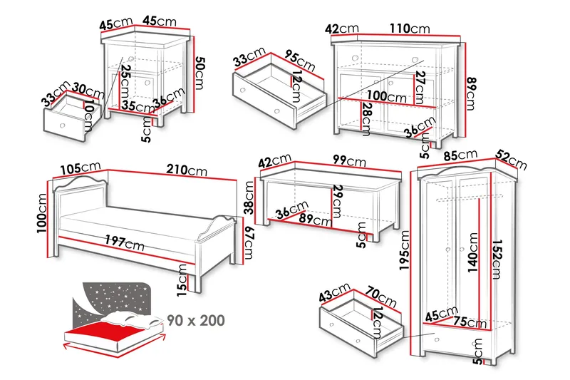 Hilts Soveromsmøbelsett - Brun/Beige - Møbler - Møbelsett - Møbelsett til soverom