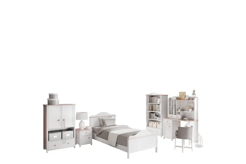 Hilts Soveromsmøbelsett, Hvit/Rosa