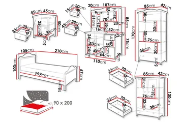 Hilts Soveromsmøbelsett - Hvit/Rosa - Møbler - Møbelsett - Møbelsett til soverom