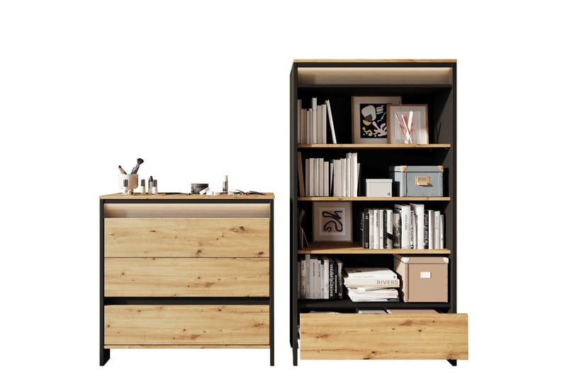 Huddinge Møbelsett Til Stue, Brun/Sort