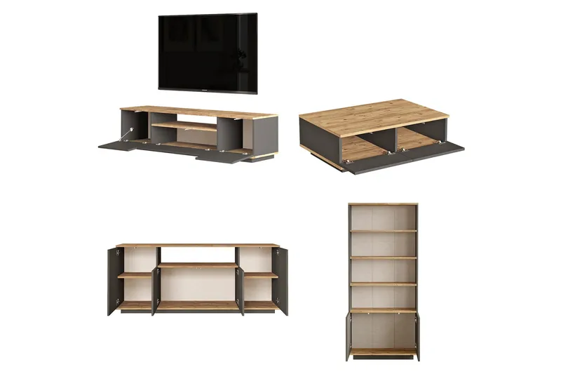 Jaivind Møbelsett for Stue, Brun/Antrasitt