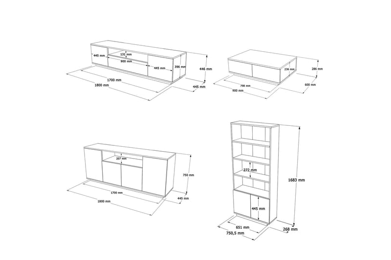 Jaivind Møbelsett for Stue - Brun/Antrasitt - Møbler - Møbelsett - Møbelsett til stue