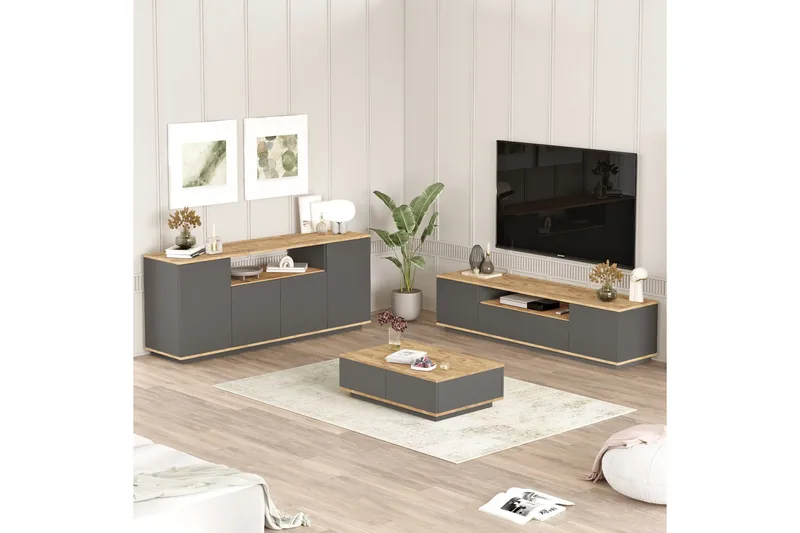 Jaivind Møbelsett for Stue - Brun/Antrasitt - Møbler - Møbelsett - Møbelsett til stue