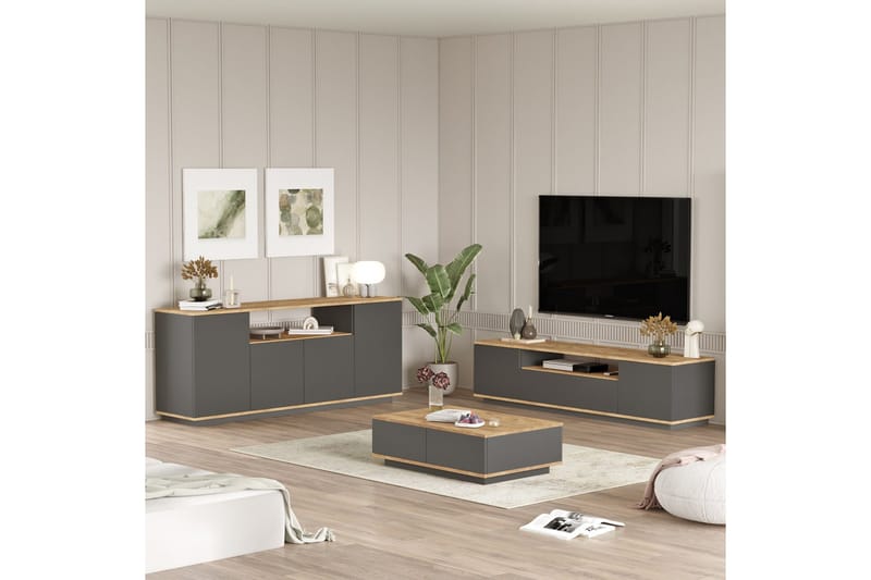 Jaivind Møbelsett for Stue - Brun/Antrasitt - Møbler - Møbelsett - Møbelsett til stue