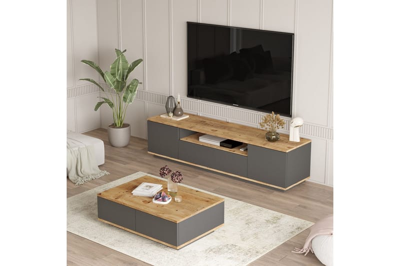 Jaivind Møbelsett for Stue, Brun/Antrasitt