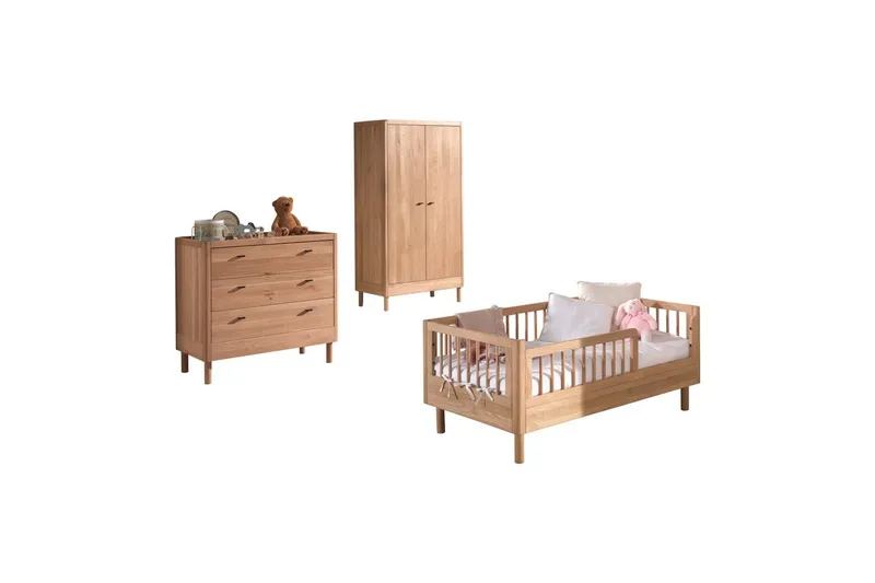 Juniorseng med kommode og garderobe Forrest Eik - Eik - Møbler - Møbelsett - Møbelsett til soverom