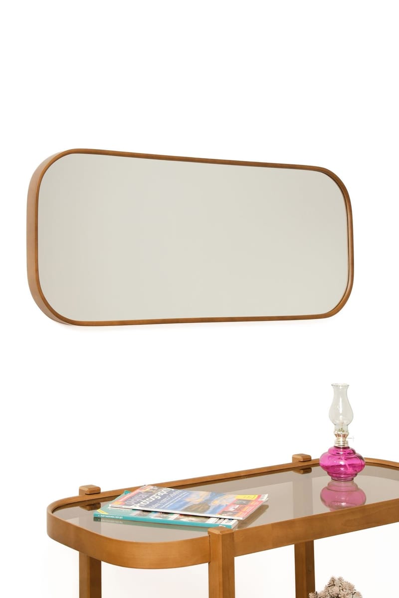 Kommode- og speilsett (2 deler) Wallxpert Alaska-sett (103 x 85 x 42 cm) Valnøtt transparent - valnøtt transparent - Møbler - Møbelsett - Møbelsett til soverom