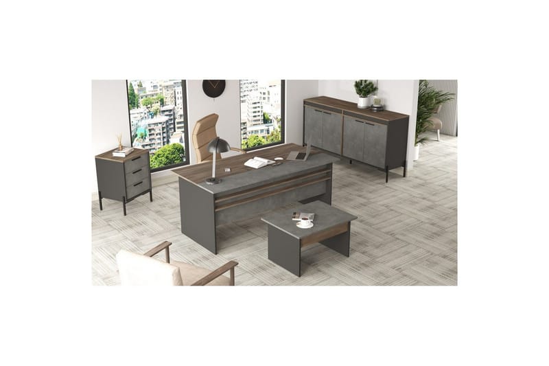 Kontormøbelsett Enor 8 Sølv / Antrasitt - Sølv/Antrasitt - Møbler - Møbelsett - Møbelsett til kontor
