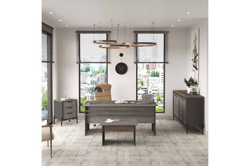 Kontormøbelsett Enor 8 Sølv / Antrasitt - Sølv/Antrasitt - Møbler - Møbelsett - Møbelsett til kontor