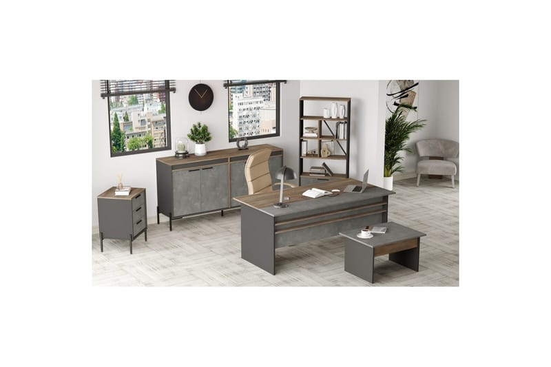 Kontormøbelsett Enor 9 Sølv / Antrasitt - Sølv/Antrasitt - Møbler - Møbelsett - Møbelsett til kontor