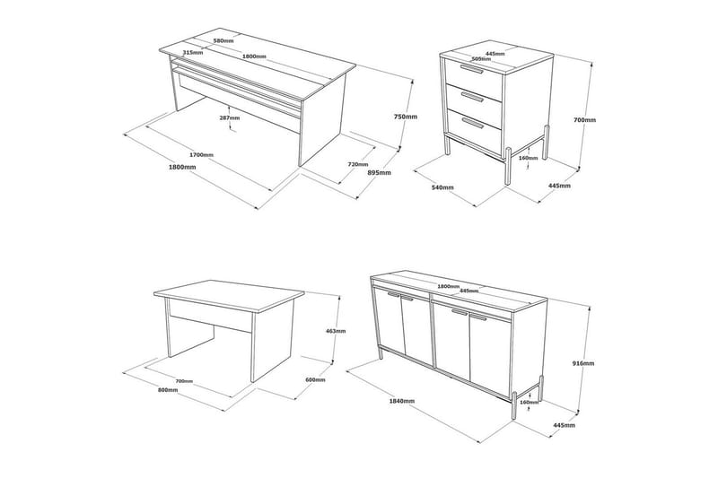 Kontormøbelsett Enor 9 Sølv / Antrasitt - Sølv/Antrasitt - Møbler - Møbelsett - Møbelsett til kontor