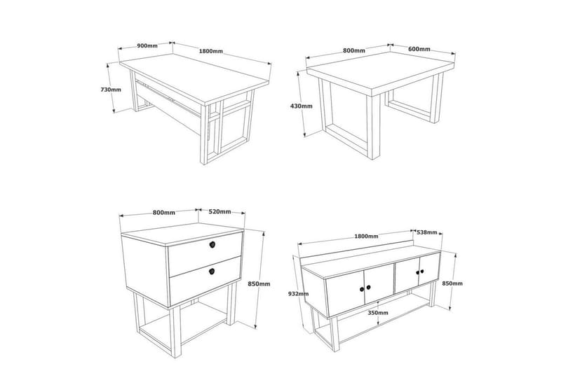 Kontormøbelsett Mono 11 Barokk / Antrasitt - Antrasitt - Møbler - Møbelsett - Møbelsett til kontor