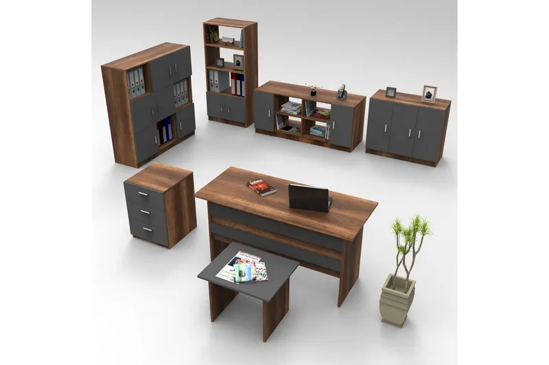 Kontormøbelsett Raveena 18 Barokk / Antrasitt, Barokk / Antrasitt