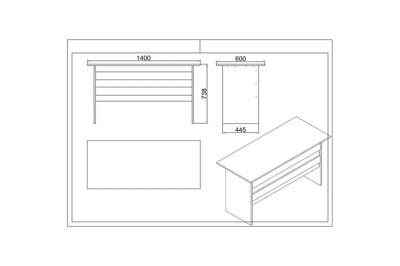 Kontormøbelsett Raveena 18 Eik / Svart - Eik / Svart - Møbler - Møbelsett - Møbelsett til kontor