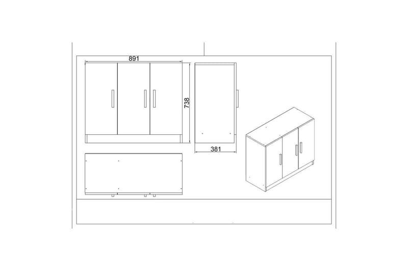 Kontormøbelsett Raveena 18 Hvit - Hvit - Møbler - Møbelsett - Møbelsett til kontor