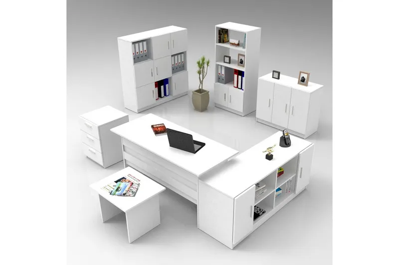 Kontormøbelsett Raveena 19 Hvit, Hvit