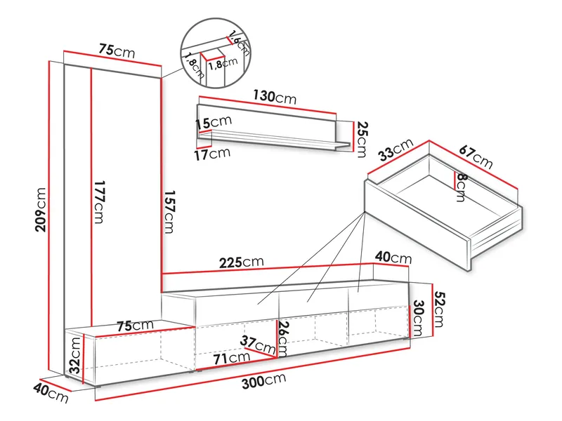 Kyrelon TV-enhet - Møbler - Møbelsett - Møbelsett til stue