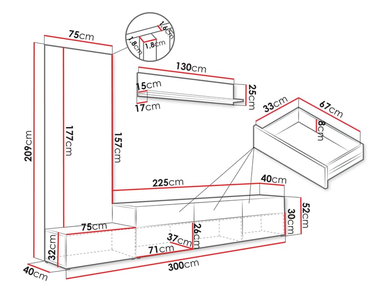 Kyrelon TV-enhet - Møbler - Møbelsett - Møbelsett til stue