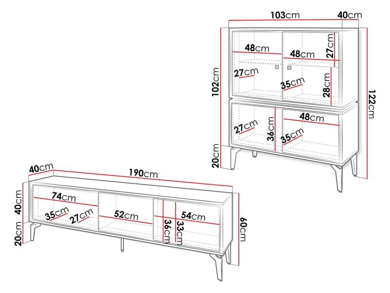 Lorvenn Møbelsett for stue - Brun/Svart - Møbler - Møbelsett - Møbelsett til stue