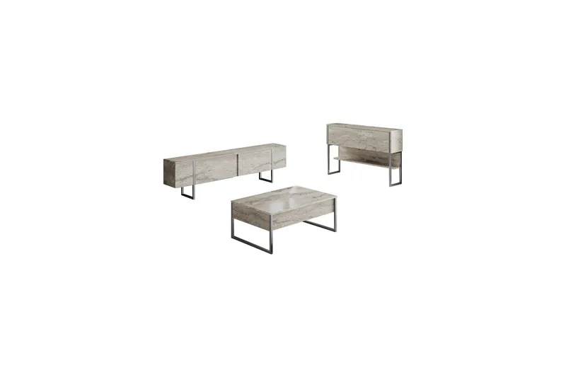 Luxe Møbelssett for Stue - Beige/Sølv - Møbler - Møbelsett - Møbelsett til stue