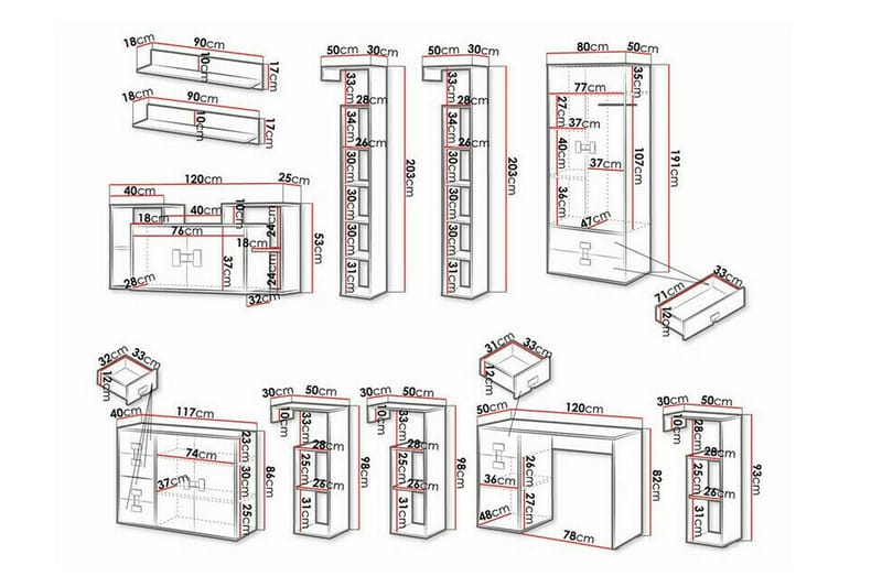 Brown - Møbler - Møbelsett - Møbelsett til soverom
