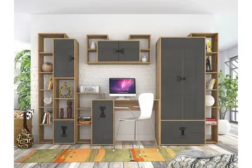 Castlebay Möbelset För Sovrum Grey High Gloss - Møbler - Møbelsett - Møbelsett til soverom