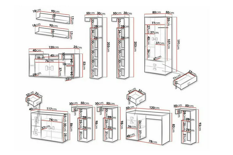 Castlebay Möbelset För Sovrum White - Møbler - Møbelsett - Møbelsett til soverom