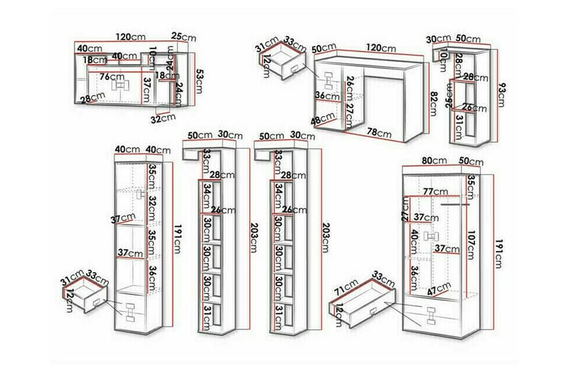 Grey High Gloss - Møbler - Møbelsett - Møbelsett til soverom