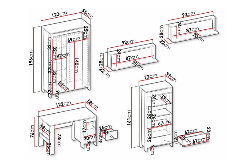 Rathmore Møbelsett For Soverommet - Svart - Møbler - Møbelsett - Møbelsett til soverom
