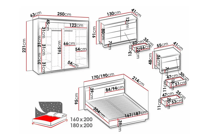 Rathmore Möbelset För Sovrum Black - Møbler - Møbelsett - Møbelsett til soverom