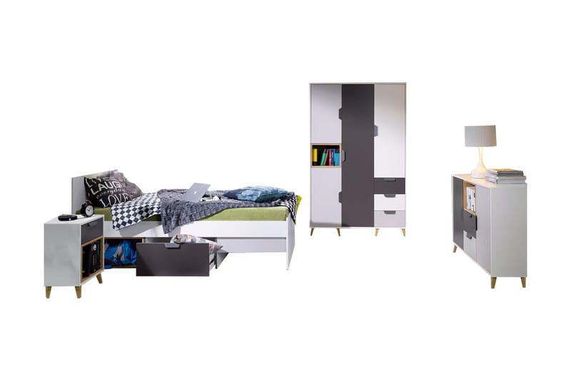 Sayuki Møbelsett Til Soverom - Hvit/Grå - Møbler - Møbelsett - Møbelsett til soverom