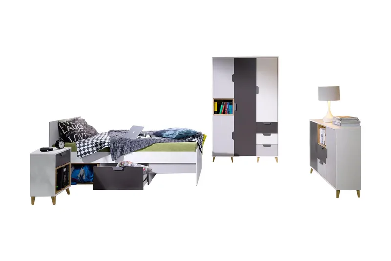 Sayuki Møbelsett Til Soverom - Hvit/Grå - Møbler - Møbelsett - Møbelsett til soverom