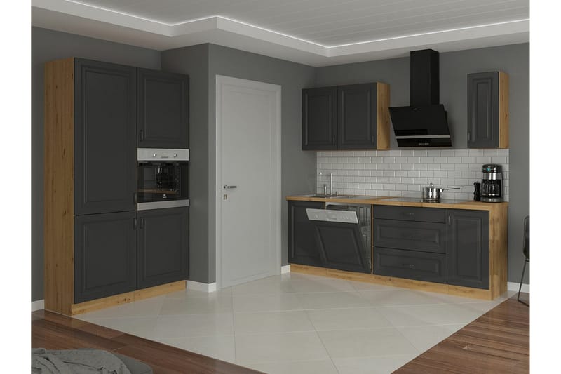 Templemore Möbelset För Kök & Matplats Black/Dark Wood - Møbler - Møbelsett - Møbelsett til kjøkken & spiseplass