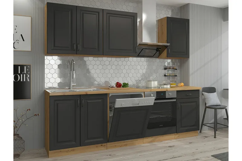 Templemore Möbelset För Kök & Matplats Black/White - Møbler - Møbelsett - Møbelsett til kjøkken & spiseplass