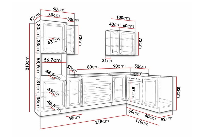 Templemore Möbelset För Kök & Matplats Black/Wood - Møbler - Møbelsett - Møbelsett til kjøkken & spiseplass
