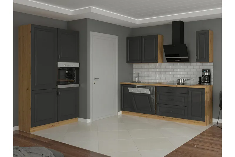 Templemore Möbelset För Kök & Matplats Black/Wood - Møbler - Møbelsett - Møbelsett til kjøkken & spiseplass