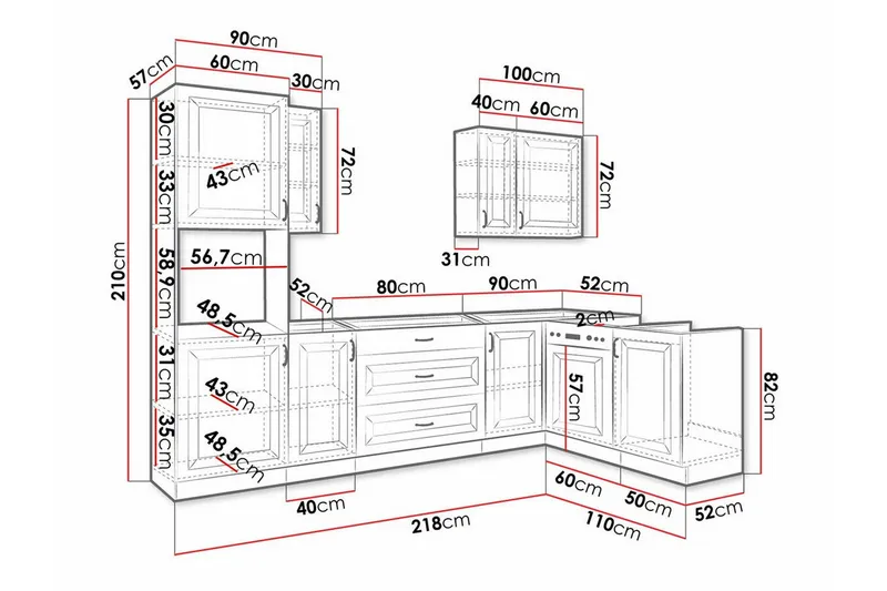 Templemore Möbelset För Kök & Matplats Black/Wood - Møbler - Møbelsett - Møbelsett til kjøkken & spiseplass