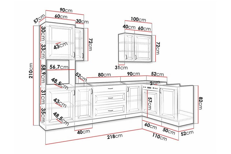 Templemore Möbelset För Kök & Matplats Black/Wood - Møbler - Møbelsett - Møbelsett til kjøkken & spiseplass