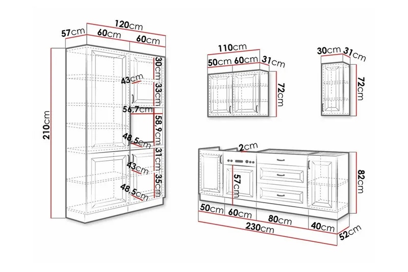 Templemore Möbelset För Kök & Matplats White - Møbler - Møbelsett - Møbelsett til kjøkken & spiseplass