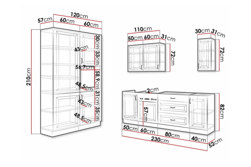 Templemore Möbelset För Kök & Matplats White - Møbler - Møbelsett - Møbelsett til kjøkken & spiseplass