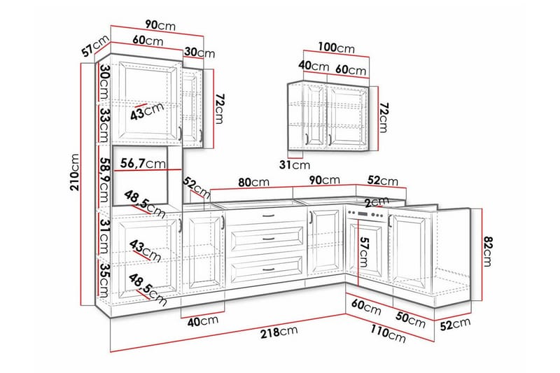 Templemore Möbelset För Kök & Matplats White/Wood - Møbler - Møbelsett - Møbelsett til kjøkken & spiseplass