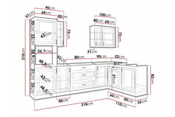 Templemore Möbelset För Kök & Matplats White/Wood - Møbler - Møbelsett - Møbelsett til kjøkken & spiseplass