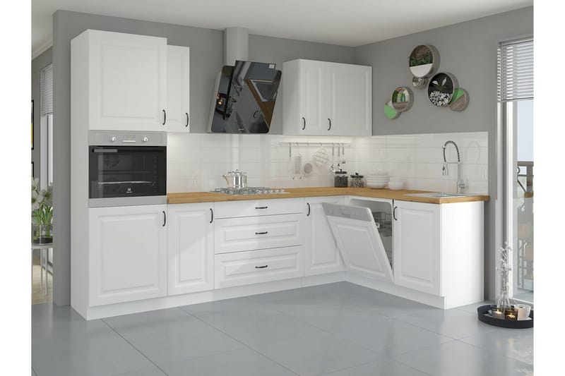 Templemore Möbelset För Kök & Matplats White/Wood - Møbler - Møbelsett - Møbelsett til kjøkken & spiseplass