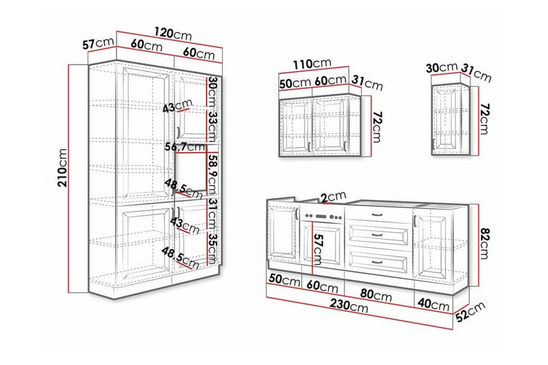 Templemore Möbelset För Kök & Matplats White/Wood - Møbler - Møbelsett - Møbelsett til kjøkken & spiseplass